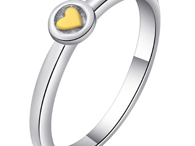 Nowy pierścionek srebrny kolor złote serce serduszko celebrytka drobny-1