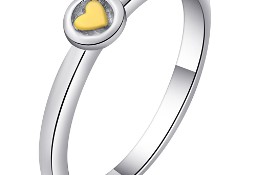 Nowy pierścionek srebrny kolor złote serce serduszko celebrytka drobny