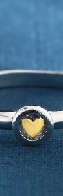 Nowy pierścionek srebrny kolor złote serce serduszko celebrytka drobny-3