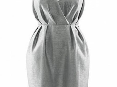 Nowa sukienka H&M 38 M 40 L srebrna szara dekolt plecy elegancka-1