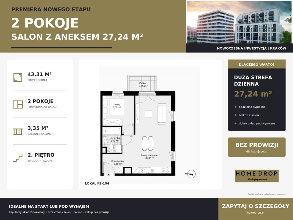 PREMIERA NOWEGO ETAPU|2 POKOJE|BEZ PROWIZJI