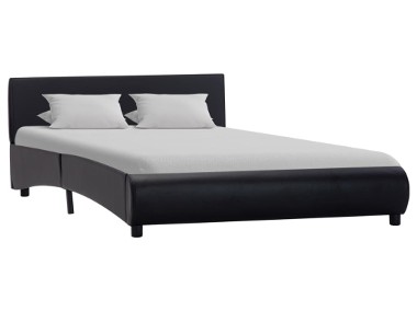 vidaXL Rama łóżka, czarna, sztuczna skóra, 140 x 200 cm 285453-1