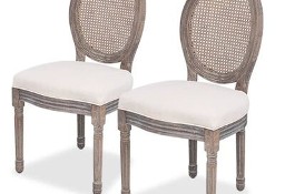 vidaXL Krzesła stołowe, 2 szt., kremowe, obite tkaninąSKU:244089