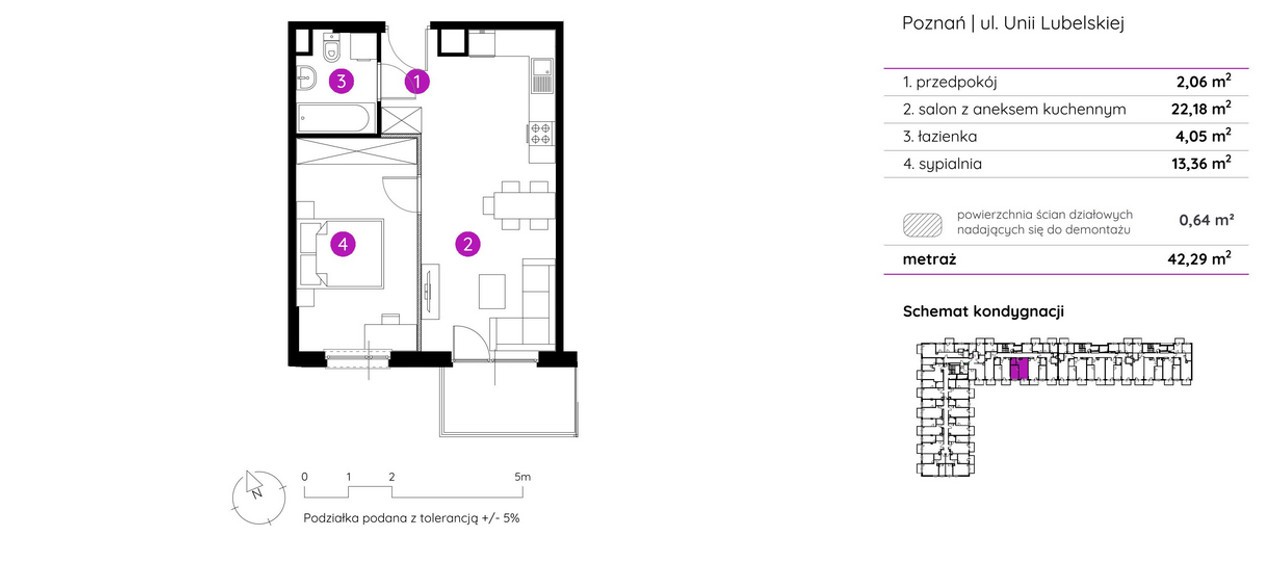 Nowe Miasto/Rataje,ul. Wagrowska, 2pok.-42 m² Nowe!! - Widok 2