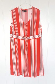 Nowa sukienka letnia Bon Prix 48 4XL czerwona biała pasy-2