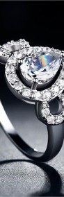 Nowy pierścionek srebrny kolor biała cyrkonia retro styl królewski-3
