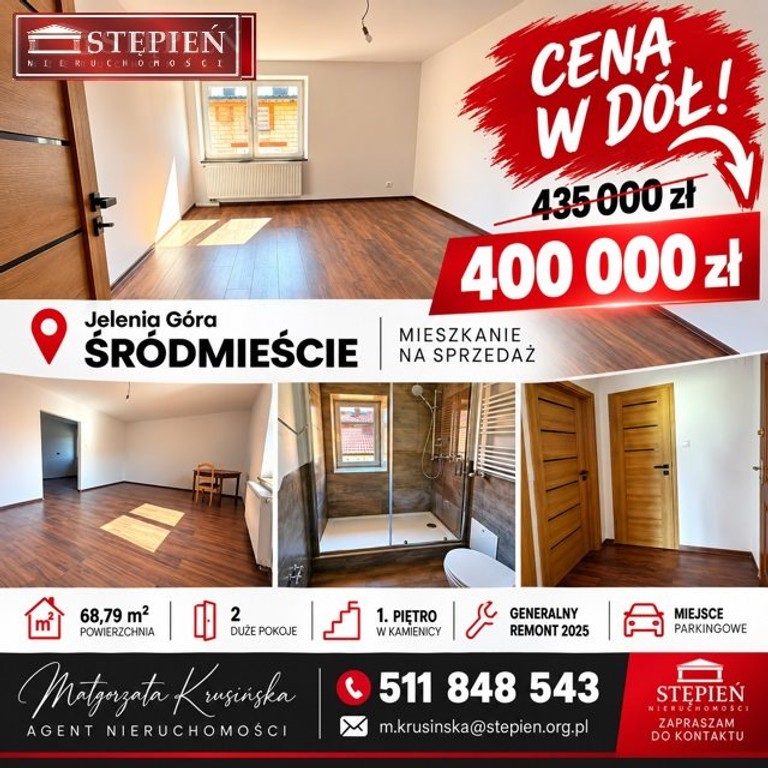 Mieszkanie na sprzedaż, 2 pokoje, 66 m², Jelenia Góra