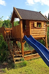 Drewniany domek dla dzieci ze zjeżdżalnią-2