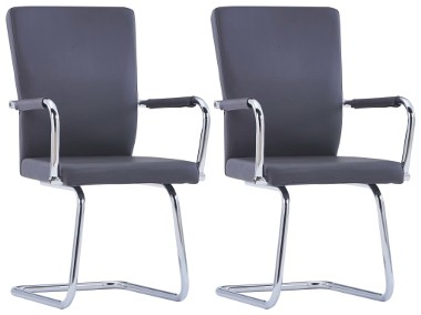 vidaXL Krzesła stołowe, wspornikowe, 2 szt., szare, sztuczna skóra281721-1