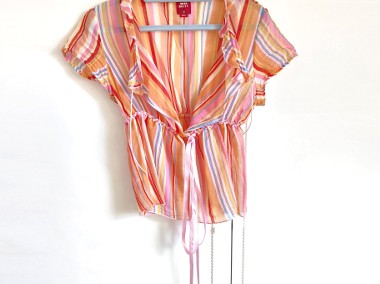 Bluzka plażowa Miss Sixty S 36 kolorowa w paski top crop top lato-1
