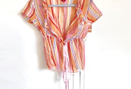 Bluzka plażowa Miss Sixty S 36 kolorowa w paski top crop top lato
