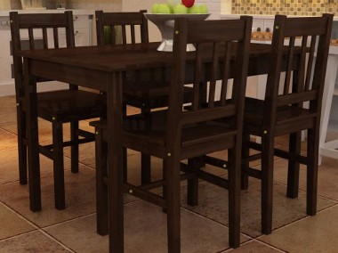 Drewniany zestaw jadalniany stół z 4 krzesłami, brązowy241221-1