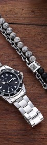 Zegarek męski kwarcowy czarna tarca i modna bransoeltka unsiex na nadgarstek-3