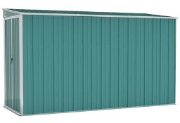 vidaXL Szopa ogrodowa, mocowana do ściany, zielona, 118x288x178 cm