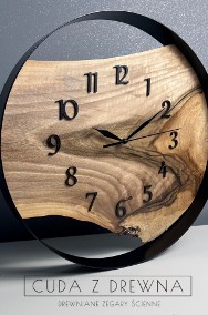 Drewniany zegar w stalowej obręczy 40 CM | zegar loft | CUDA Z DREWNA -2
