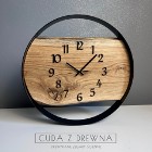 Drewniany zegar w stalowej obręczy 40 CM | zegar loft | CUDA Z DREWNA 