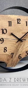 Drewniany zegar w stalowej obręczy 40 CM | zegar loft | CUDA Z DREWNA -3