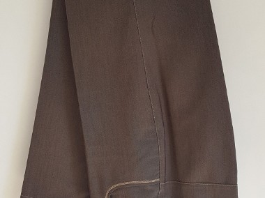 Proste rozszerzane spodnie garniturowe 40 L eleganckie w kant brązowe-2