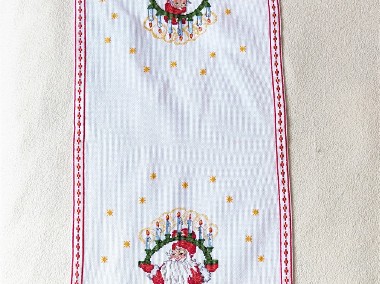 Ręcznie haftowany obrus haft krzyżykowy Mikołaj Boże Narodzenie Święta-1