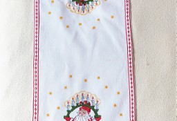 Ręcznie haftowany obrus haft krzyżykowy Mikołaj Boże Narodzenie Święta