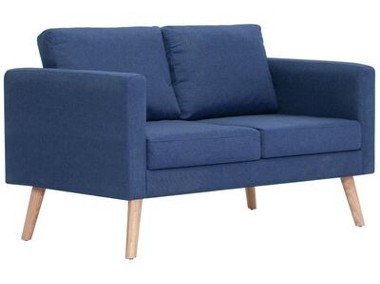 vidaXL 2-osobowa sofa tapicerowana tkaniną, niebieska-1