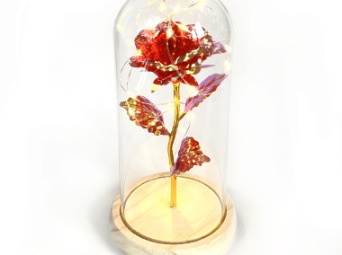 Wieczna róża w szkle led czerwona flowerbox wyjątkowy prezent-2