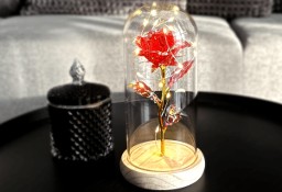 Wieczna róża w szkle led czerwona flowerbox wyjątkowy prezent