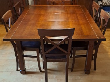 Stół i krzesła do jadalni, styl kolonialny, drewno egzotyczne-1