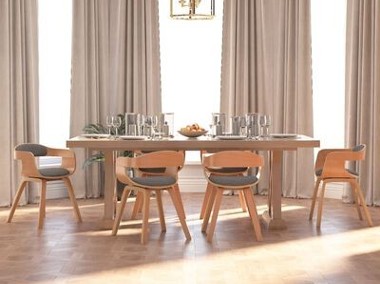 vidaXL Krzesła stołowe, 6 szt., jasnoszare, gięte drewno i tkaninaSKU:3092393*-1