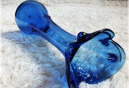  Stary niebieski wazon szklany GRUBE Atramentowe szkło CUDO!!!!