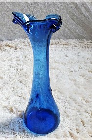  Stary niebieski wazon szklany GRUBE Atramentowe szkło CUDO!!!!-2