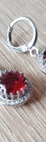 Nowe kolczyki pozlacane srebrny kolor biale zloto czerwona cyrkonia eleganckie-3