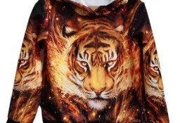 bluza dla chłopca z kapturem z nadrukiem 3D tygrys