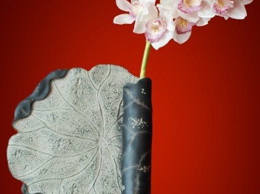 Wiszący wazon ceramiczny w kształcie zwinietego liścia lotosu-1