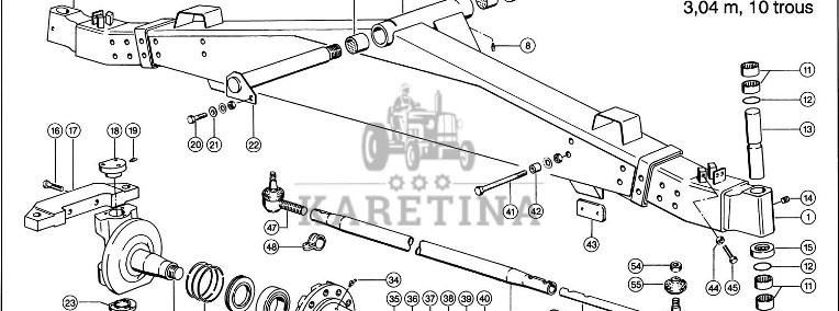 Claas Lexion 580 ZWROTNICA OSI 0007686530 (Oś kierowana; 3,04 m, 10 otworów)-1