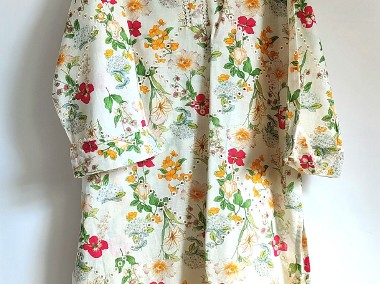 Nowy komplet tunika spodnie cygaretki L 40 XL 42 wzór kwiatów floral lato-1