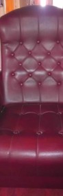 Fotel na kółkach fotele PRL imitacja skórzana skóra wiśnia 2 sztuki-3