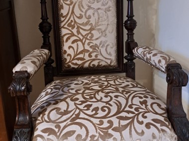 Fotel drewniany, styl retro, tapicerowany-1