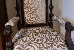 Fotel drewniany, styl retro, tapicerowany