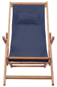 vidaXL Składany leżak plażowy, tkanina i drewniana rama, niebieski 43996-2