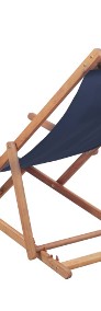 vidaXL Składany leżak plażowy, tkanina i drewniana rama, niebieski 43996-3