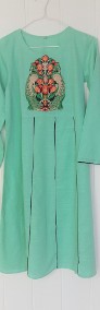 Nowa indyjska sukienka tunika S 36 M 38 zielona turkusowa haft paw pawie boho-3