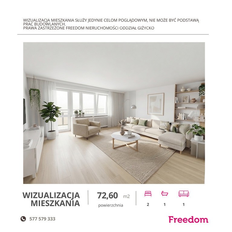 3-pokojowe mieszkanie 72,6 m² | ul. Konarskiego - Widok 3