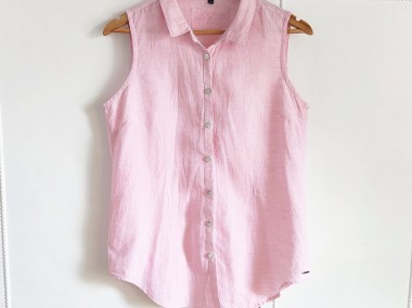 Różowa koszula bluzka lniana M 38 na guziki len retro cottagecore cottage natura-1