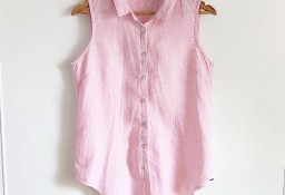 Różowa koszula bluzka lniana M 38 na guziki len retro cottagecore cottage natura