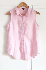 Różowa koszula bluzka lniana M 38 na guziki len retro cottagecore cottage natura-2