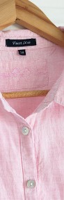 Różowa koszula bluzka lniana M 38 na guziki len retro cottagecore cottage natura-3