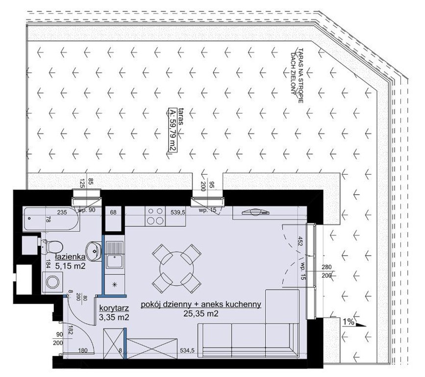 apartament z dużym zielonym tarasem, Winogrady 0% - Widok 2