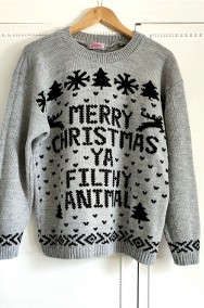 Szary sweter świąteczny bożonarodzeniowy święta Christmas Kevin M L-2