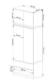 SZAFA Z NADSTAWKĄ S 90 cm 2 DRZWI 2 SZUFLADY BIAŁY / SONOMA-2